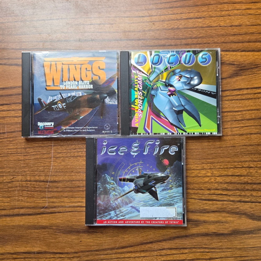 Vintage PC CD-ROM Game Lot Wings London Blitz Locus Ice & Fire Retro 90s Games